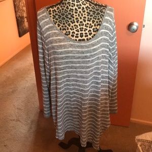 Textured and striped long sleeve tunic